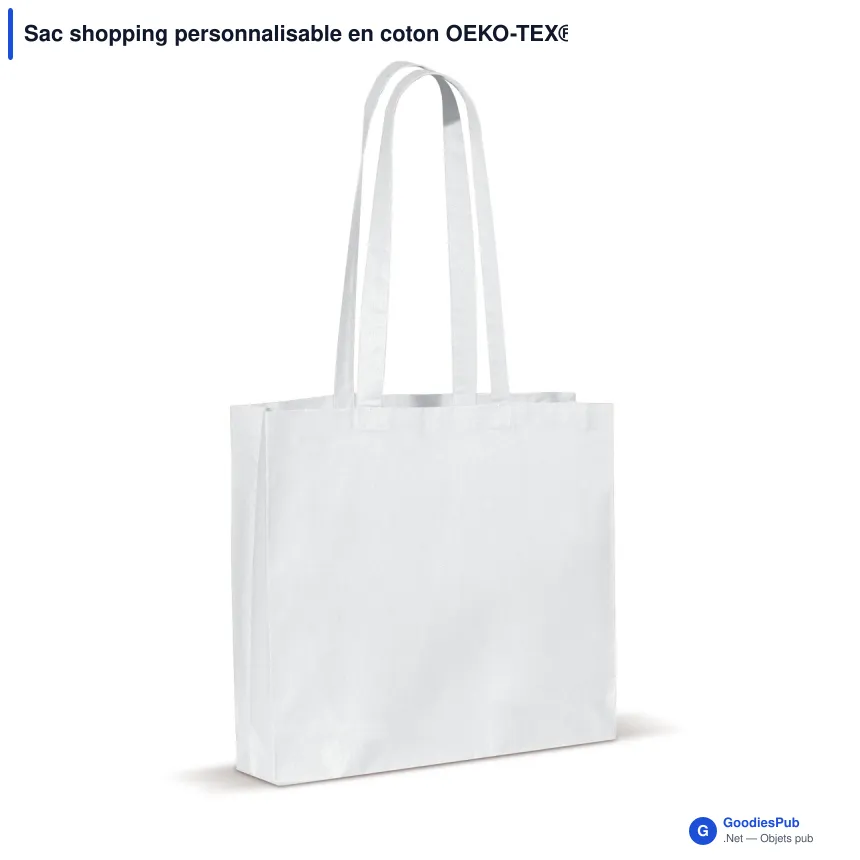 Sac shopping personnalisable en coton OEKO-TEX® 40x10x35 cm avec logo - Couleurs - Image 7