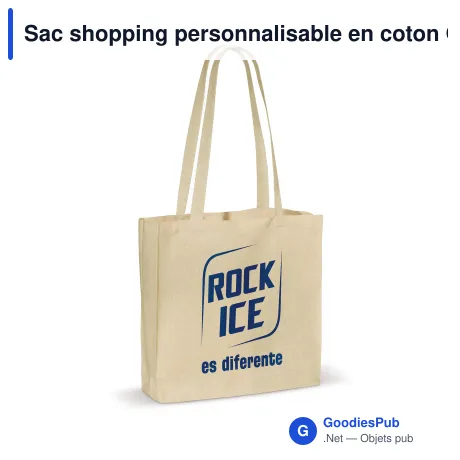 Sac shopping personnalisable en coton OEKO-TEX® 40x10x35 cm avec logo - Écru