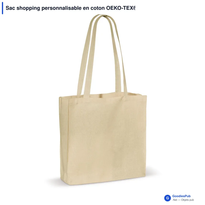 Sac shopping personnalisable en coton OEKO-TEX® 40x10x35 cm avec logo - Écru - Image 2