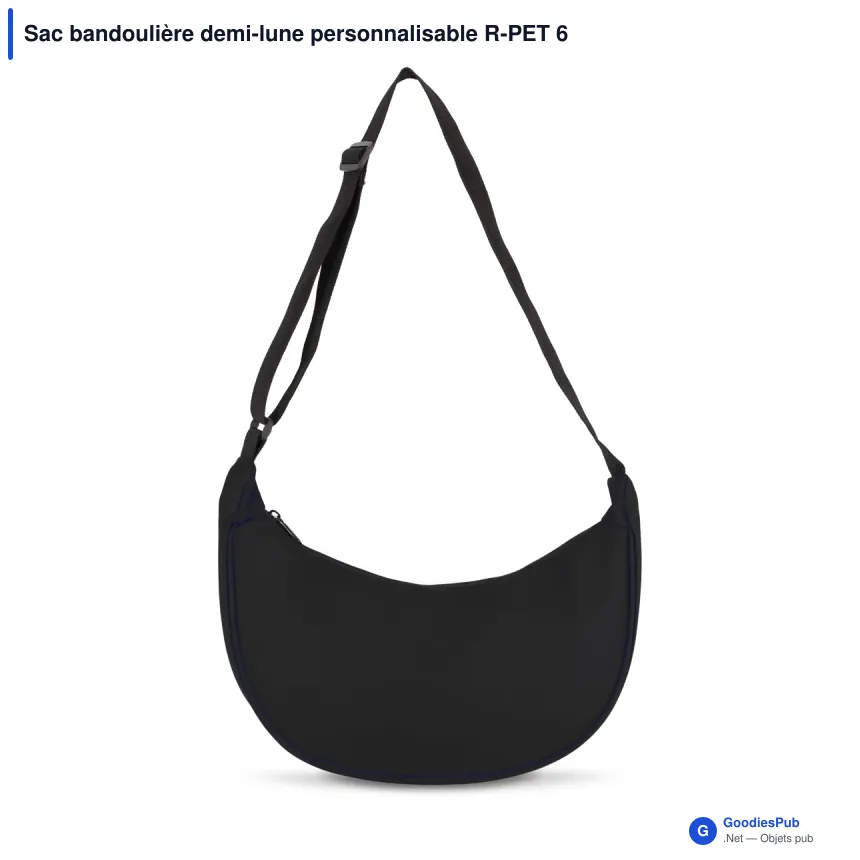 Sac bandoulière demi-lune personnalisable R-PET 600D enduit PU avec logo - Image 2