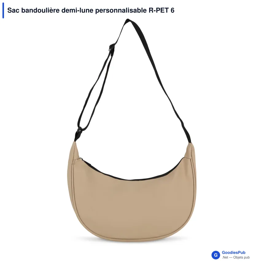 Sac bandoulière demi-lune personnalisable R-PET 600D enduit PU avec logo - Image 3