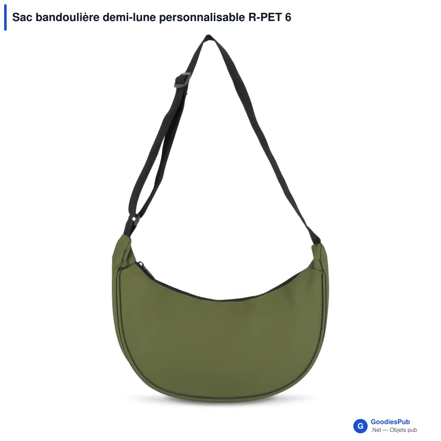 Sac bandoulière demi-lune personnalisable R-PET 600D enduit PU avec logo - Image 4