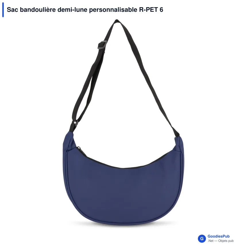Sac bandoulière demi-lune personnalisable R-PET 600D enduit PU avec logo - Image 5