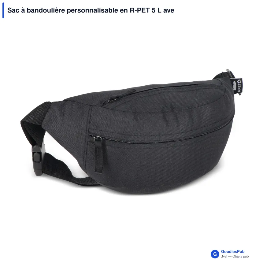 Sac à bandoulière personnalisable en R-PET 5 L avec logo - 37 x 10 x 16 cm - Image 2