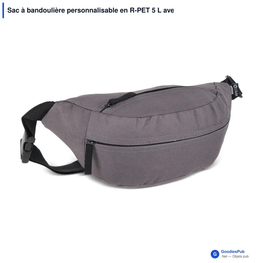 Sac à bandoulière personnalisable en R-PET 5 L avec logo - 37 x 10 x 16 cm - Image 3