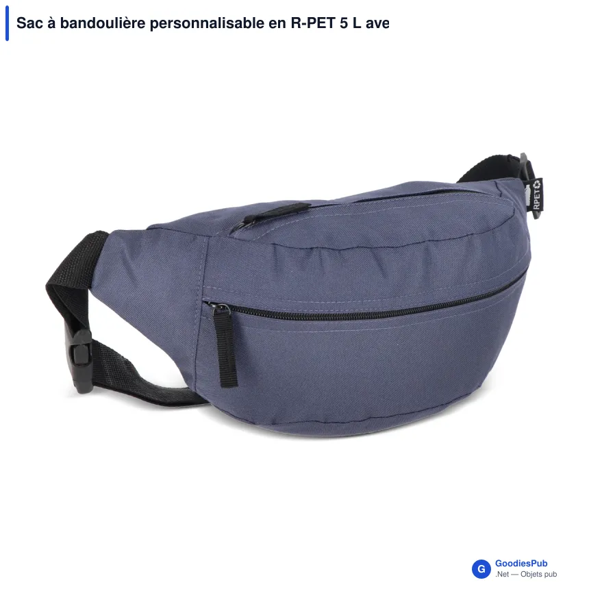 Sac à bandoulière personnalisable en R-PET 5 L avec logo - 37 x 10 x 16 cm - Image 4