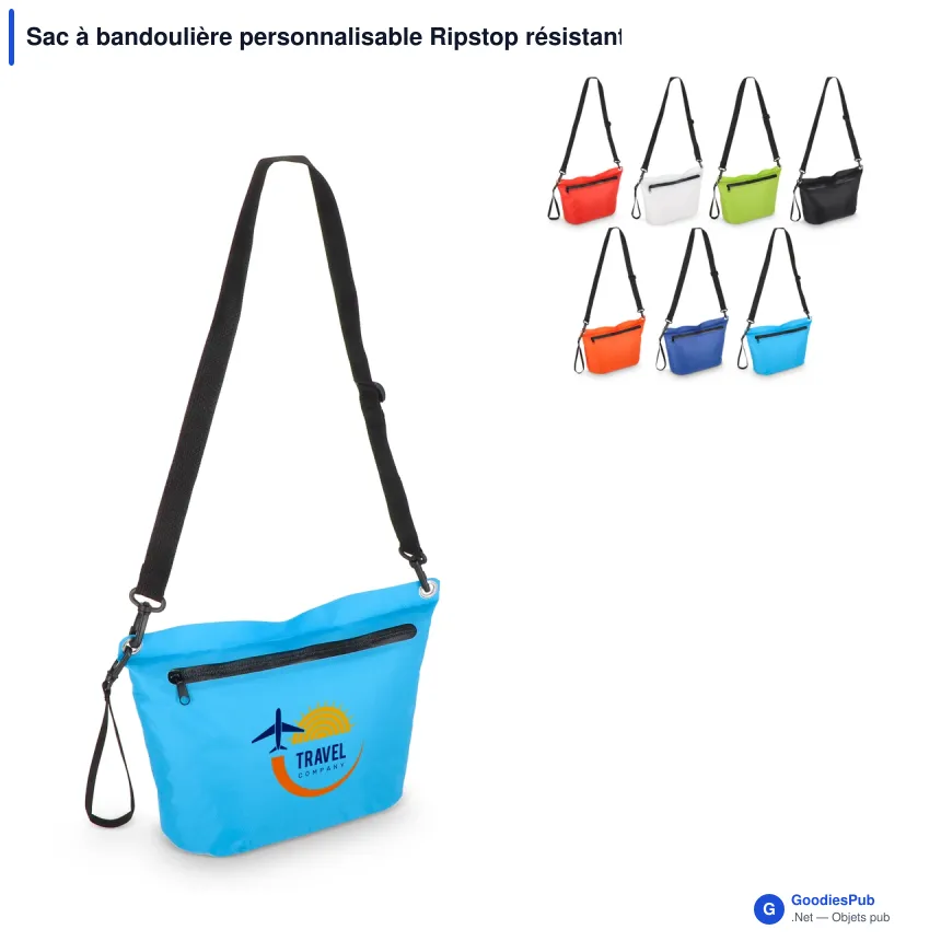 Sac à bandoulière personnalisable Ripstop résistant à l'eau avec logo - 33 x 23 cm - Image 1