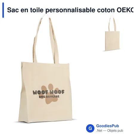 Sac en toile personnalisable coton OEKO-TEX® 280 g/m² 32x13x40 cm avec logo - Écru