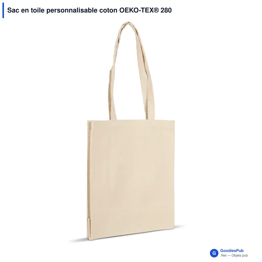 Sac en toile personnalisable coton OEKO-TEX® 280 g/m² 32x13x40 cm avec logo - Écru - Image 2