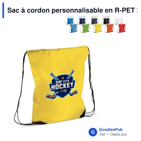 Sac à cordon personnalisable en R-PET 210T 45 x 34 cm avec logo - Classic