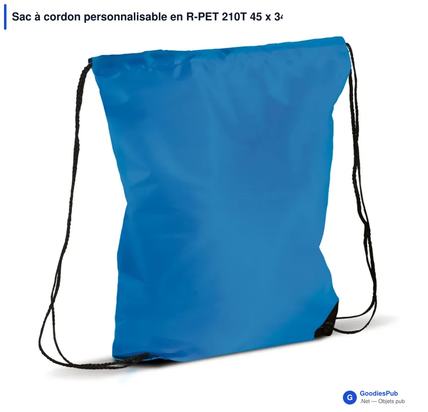 Sac à cordon personnalisable en R-PET 210T 45 x 34 cm avec logo - Classic - Image 2