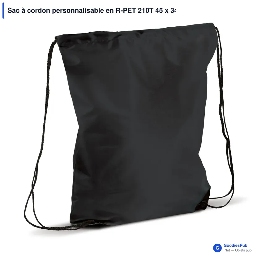 Sac à cordon personnalisable en R-PET 210T 45 x 34 cm avec logo - Classic - Image 11
