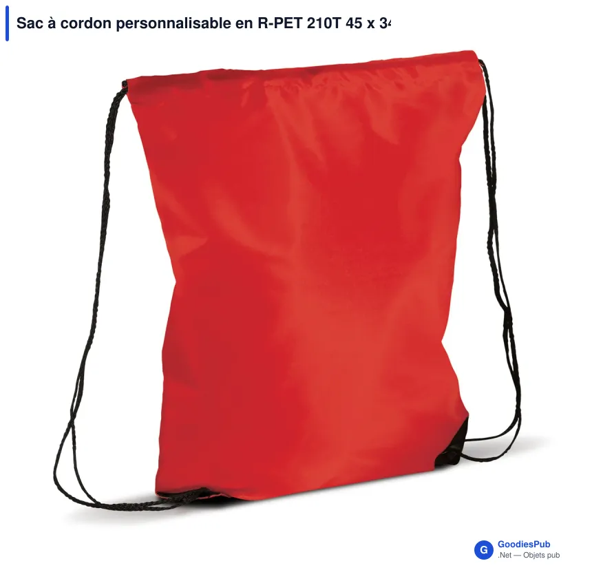 Sac à cordon personnalisable en R-PET 210T 45 x 34 cm avec logo - Classic - Image 3
