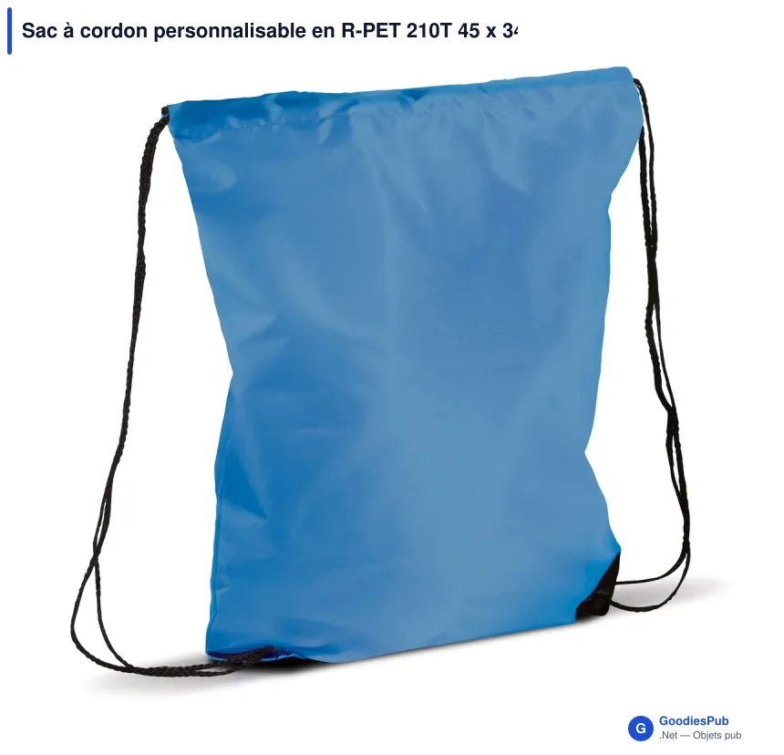 Sac à cordon personnalisable en R-PET 210T 45 x 34 cm avec logo - Classic - Image 4