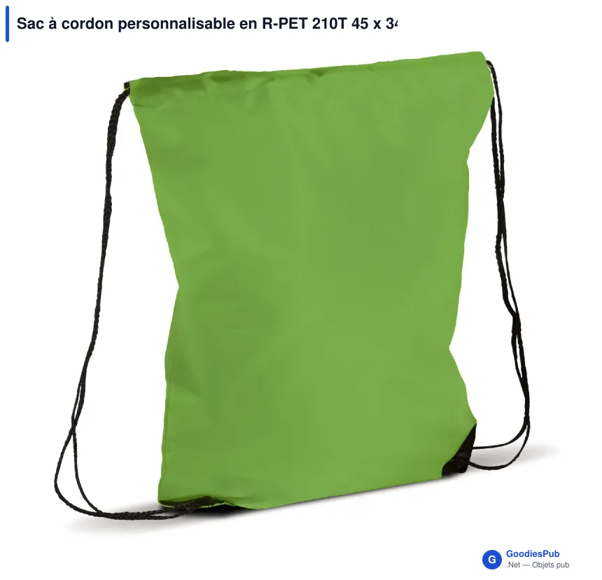 Sac à cordon personnalisable en R-PET 210T 45 x 34 cm avec logo - Classic - Image 5