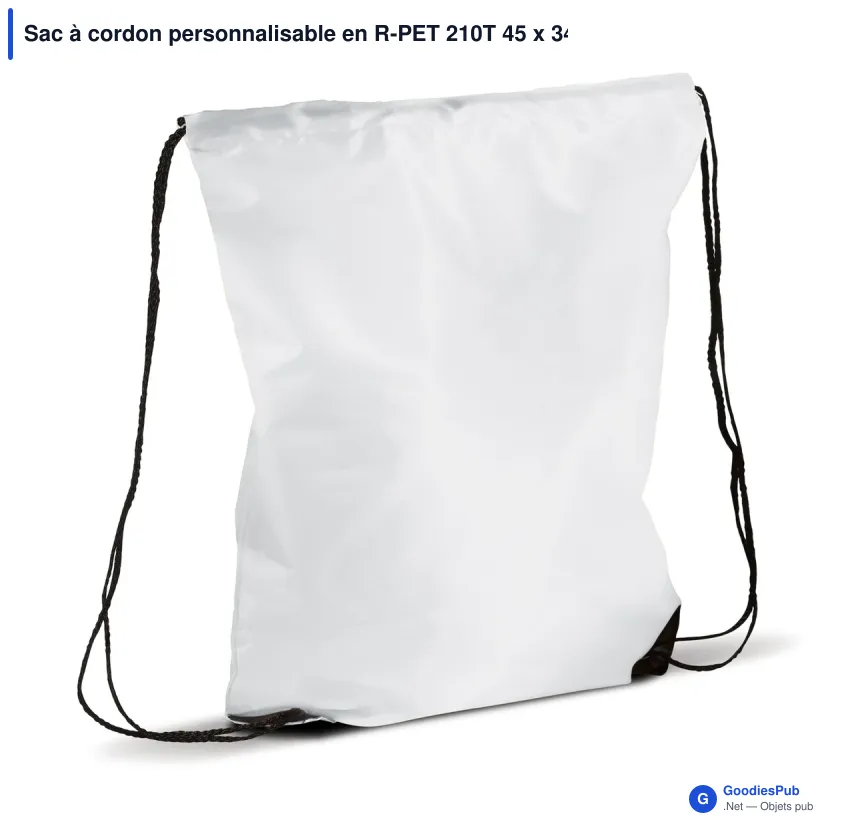 Sac à cordon personnalisable en R-PET 210T 45 x 34 cm avec logo - Classic - Image 6