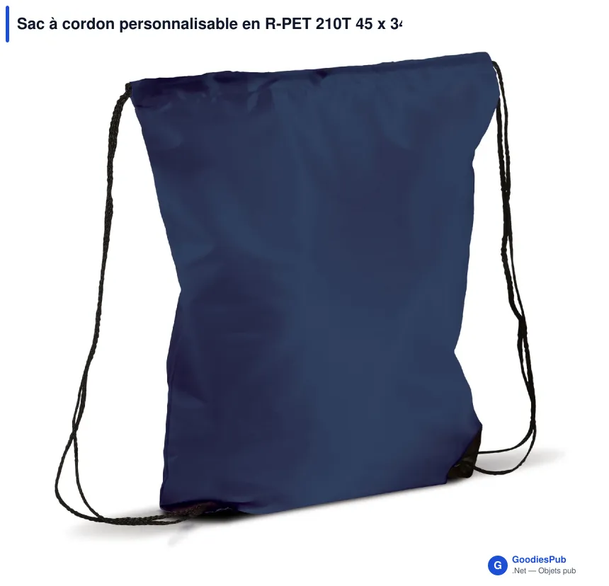 Sac à cordon personnalisable en R-PET 210T 45 x 34 cm avec logo - Classic - Image 7