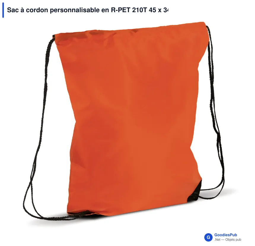 Sac à cordon personnalisable en R-PET 210T 45 x 34 cm avec logo - Classic - Image 8