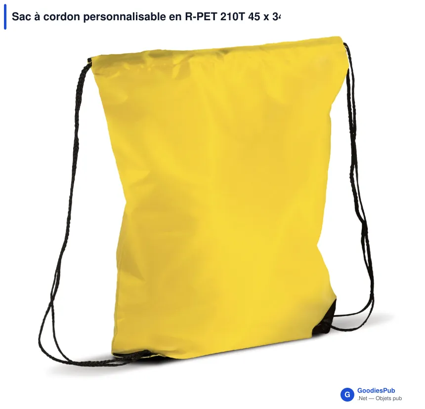 Sac à cordon personnalisable en R-PET 210T 45 x 34 cm avec logo - Classic - Image 9
