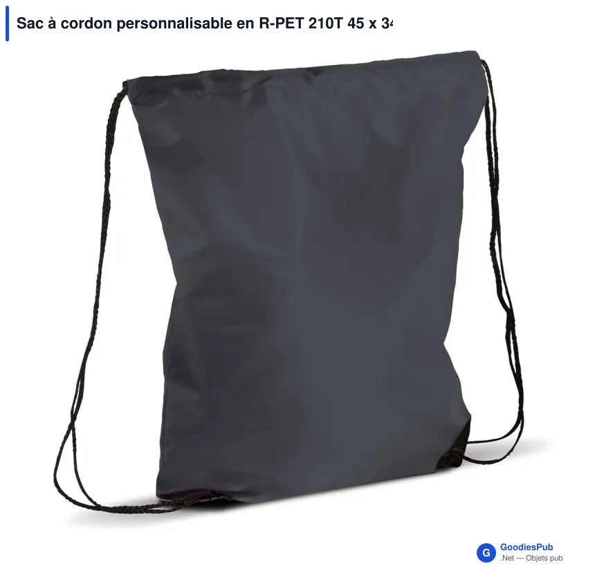 Sac à cordon personnalisable en R-PET 210T 45 x 34 cm avec logo - Classic - Image 10