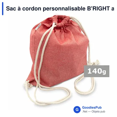Sac à cordon personnalisable B'RIGHT avec logo | Jose