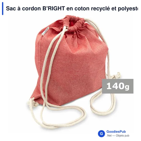 Sac à cordon personnalisable B'RIGHT avec logo | Jose - Image 1
