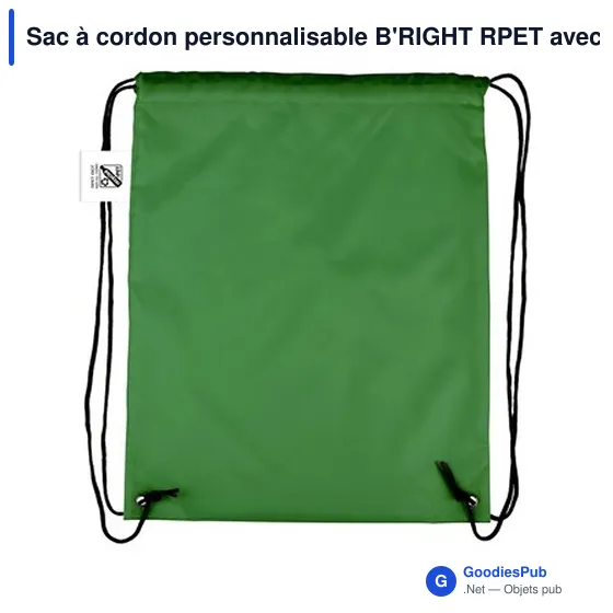Sac à cordon personnalisable B'RIGHT RPET avec logo - Image 5