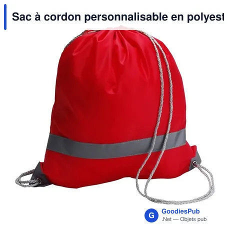 Sac à cordon personnalisable en polyester - Logo bien visible