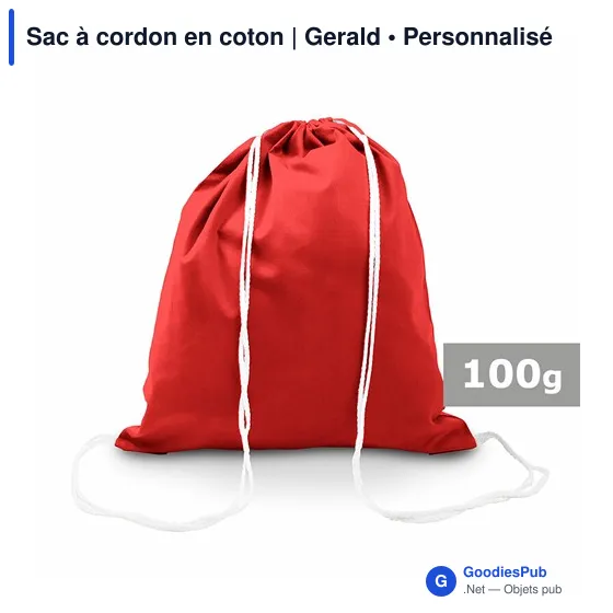 Sac à cordon personnalisable en coton avec logo - Gerald - Image 1