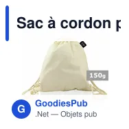 Sac à cordon personnalisable en coton organique B'RIGHT | Meredithavec logo - Miniature 1