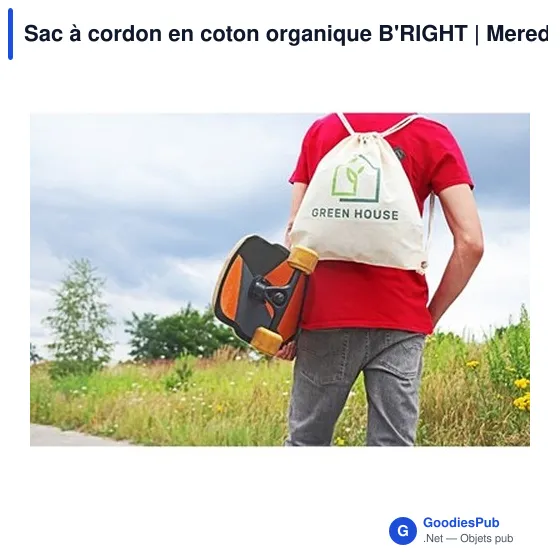 Sac à cordon personnalisable en coton organique B'RIGHT | Meredithavec logo - Image 2
