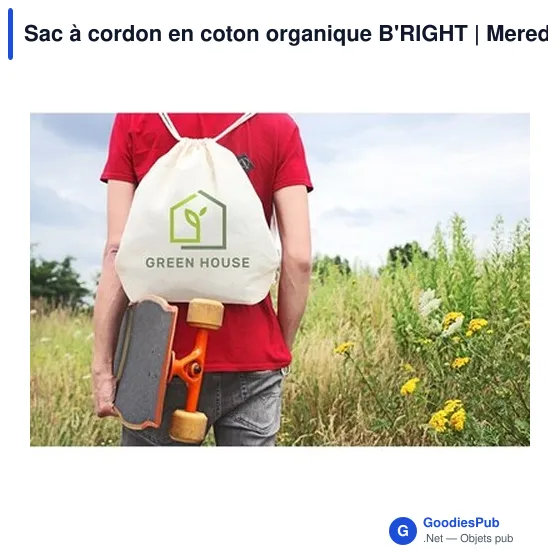 Sac à cordon personnalisable en coton organique B'RIGHT | Meredithavec logo - Image 3