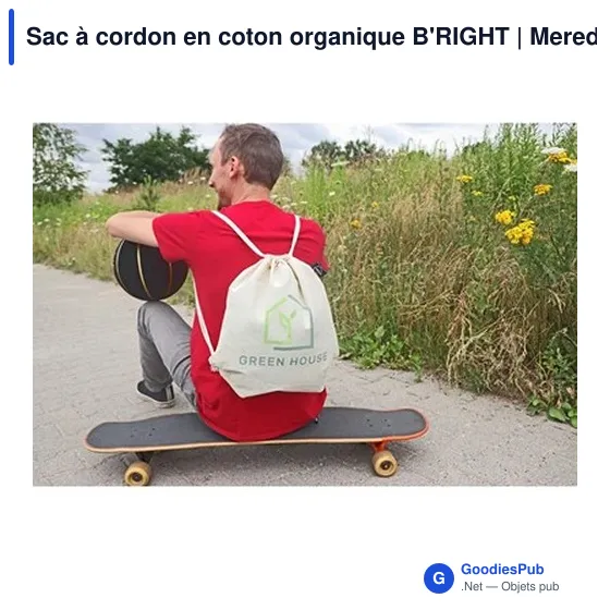 Sac à cordon personnalisable en coton organique B'RIGHT | Meredithavec logo - Image 4