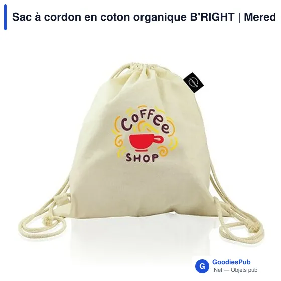 Sac à cordon personnalisable en coton organique B'RIGHT | Meredithavec logo - Image 9