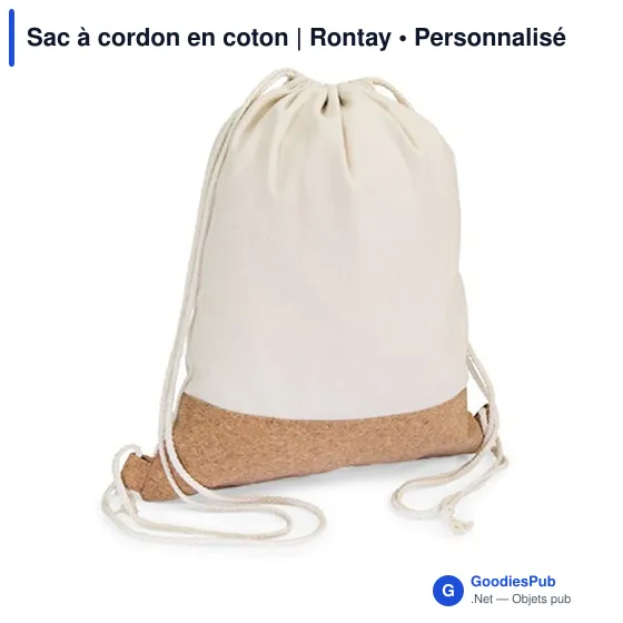 Sac à cordon personnalisable en coton avec logo - Rontay - Image 3