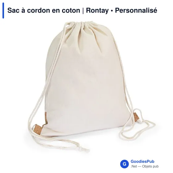Sac à cordon personnalisable en coton avec logo - Rontay - Image 4