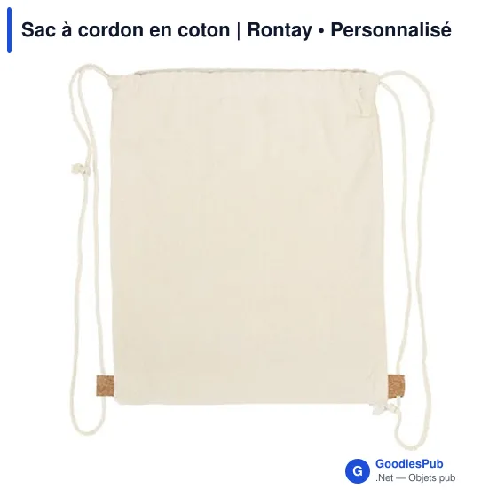 Sac à cordon personnalisable en coton avec logo - Rontay - Image 6
