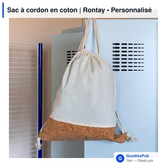 Sac à cordon personnalisable en coton avec logo - Rontay - Image 9