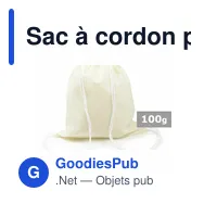 Sac à cordon personnalisable en coton avec logo - Trey - Miniature 1