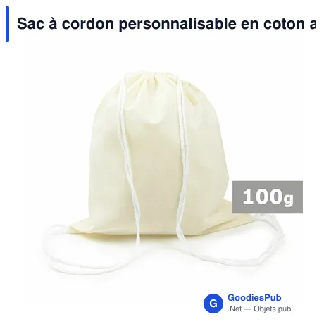 Sac à cordon personnalisable en coton avec logo - Trey