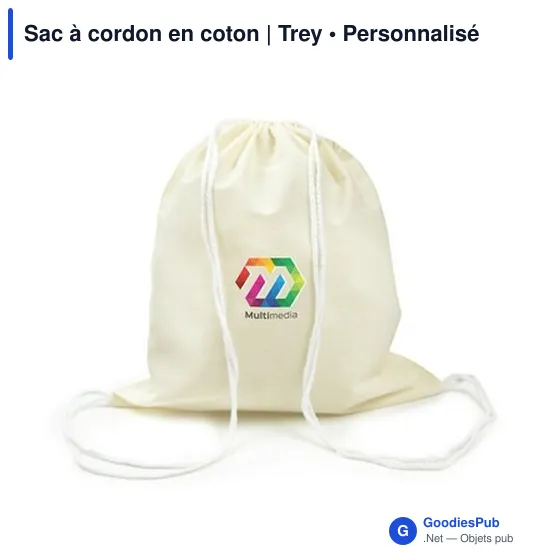 Sac à cordon personnalisable en coton avec logo - Trey - Image 5