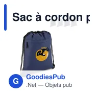 Sac à cordon personnalisable en R-PET 600D enduit PU avec logo - 33 x 42 cm - Miniature 1