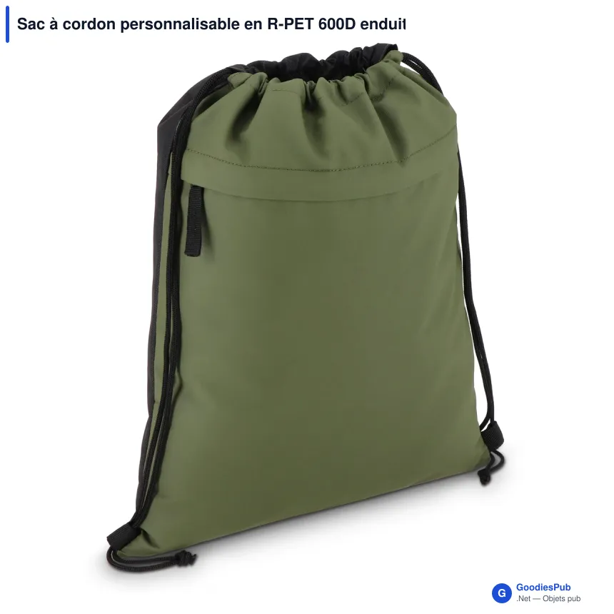 Sac à cordon personnalisable en R-PET 600D enduit PU avec logo - 33 x 42 cm - Image 4