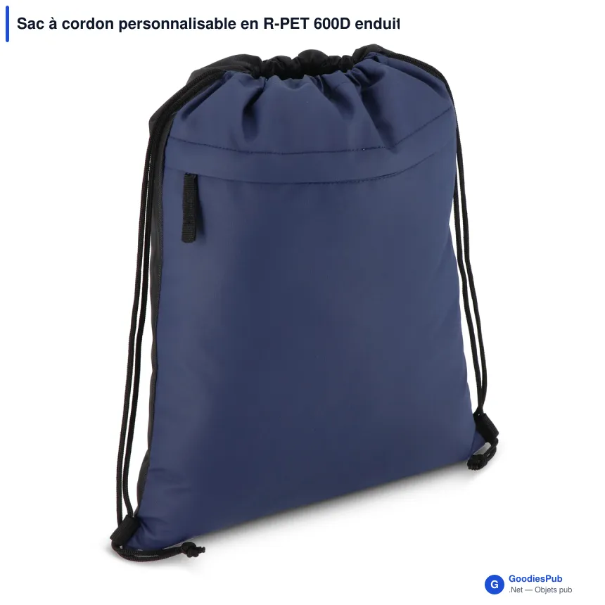 Sac à cordon personnalisable en R-PET 600D enduit PU avec logo - 33 x 42 cm - Image 5