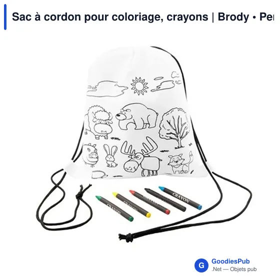 Sac à cordon pour coloriage, crayons | Brody - Image 4