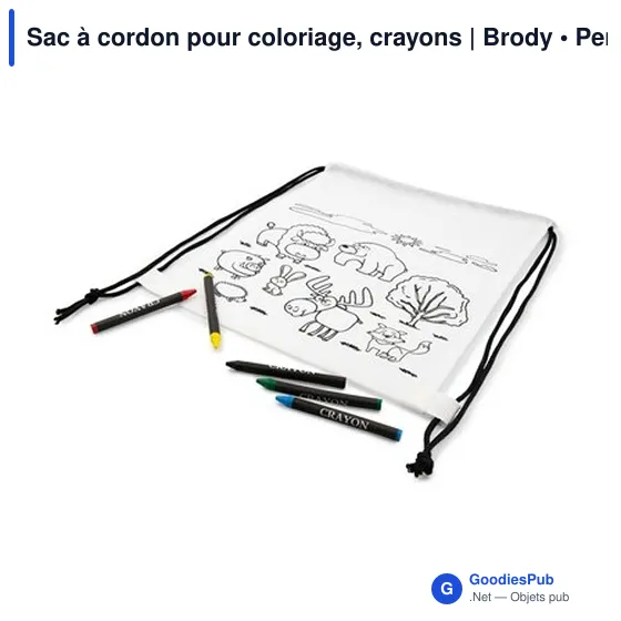 Sac à cordon pour coloriage, crayons | Brody - Image 5