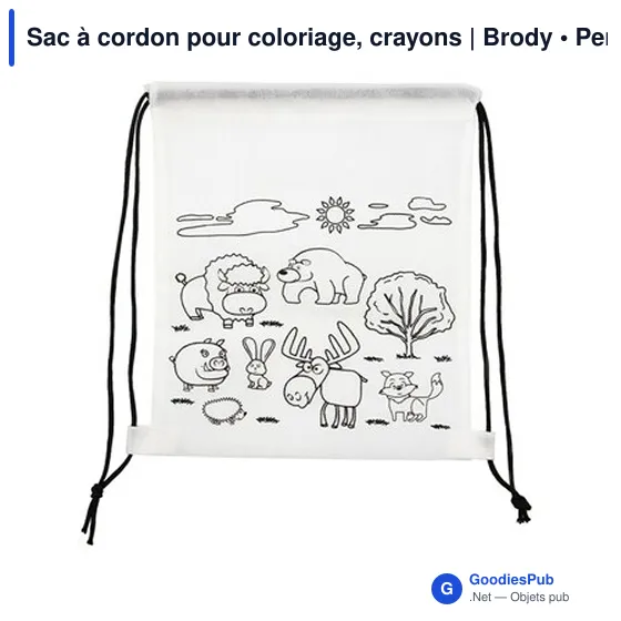 Sac à cordon pour coloriage, crayons | Brody - Image 6