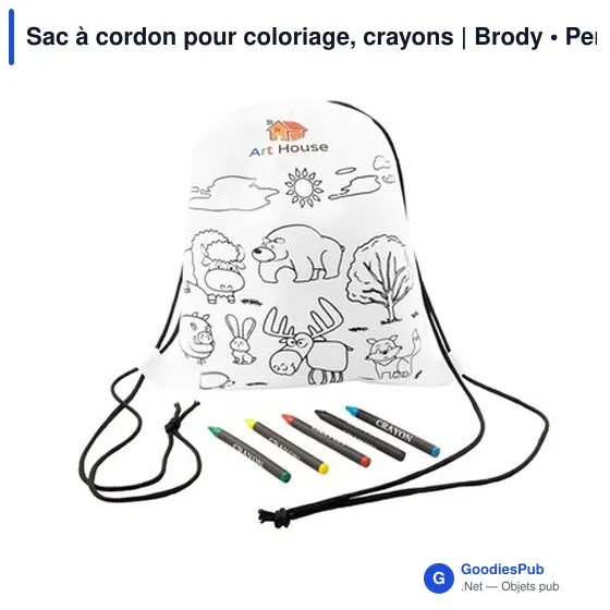 Sac à cordon pour coloriage, crayons | Brody - Image 8
