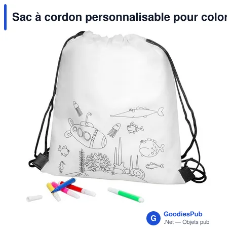 Sac à cordon personnalisable pour colorier avec logo | Franklin