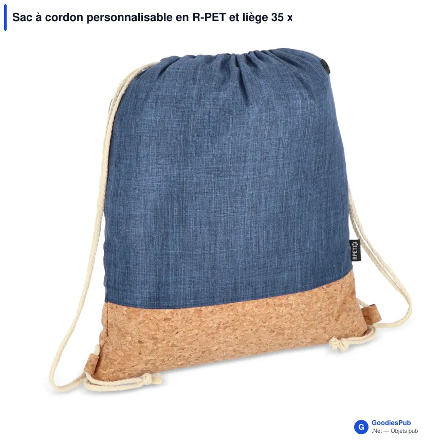 Sac à cordon personnalisable en R-PET et liège 35 x 40 cm avec logo - Liège - Image 4